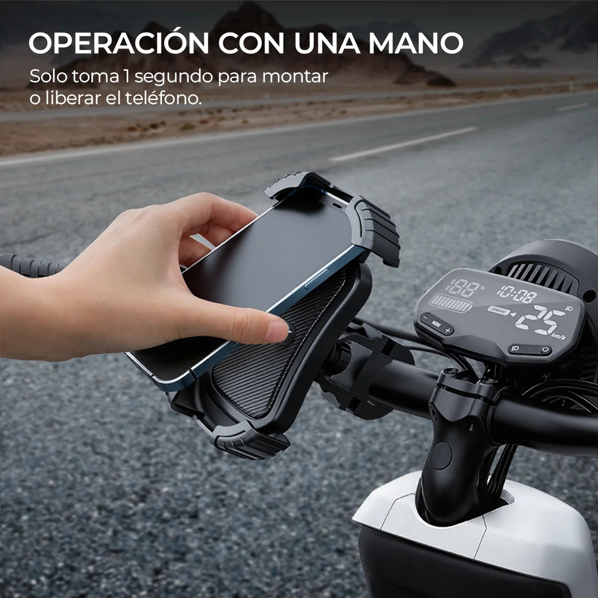 Soporte Celular Bicicleta, Soporte Movil Moto Universal 360 ° Rotación Anti Vibración Porta Telefono Motocicleta Montaña Soporte