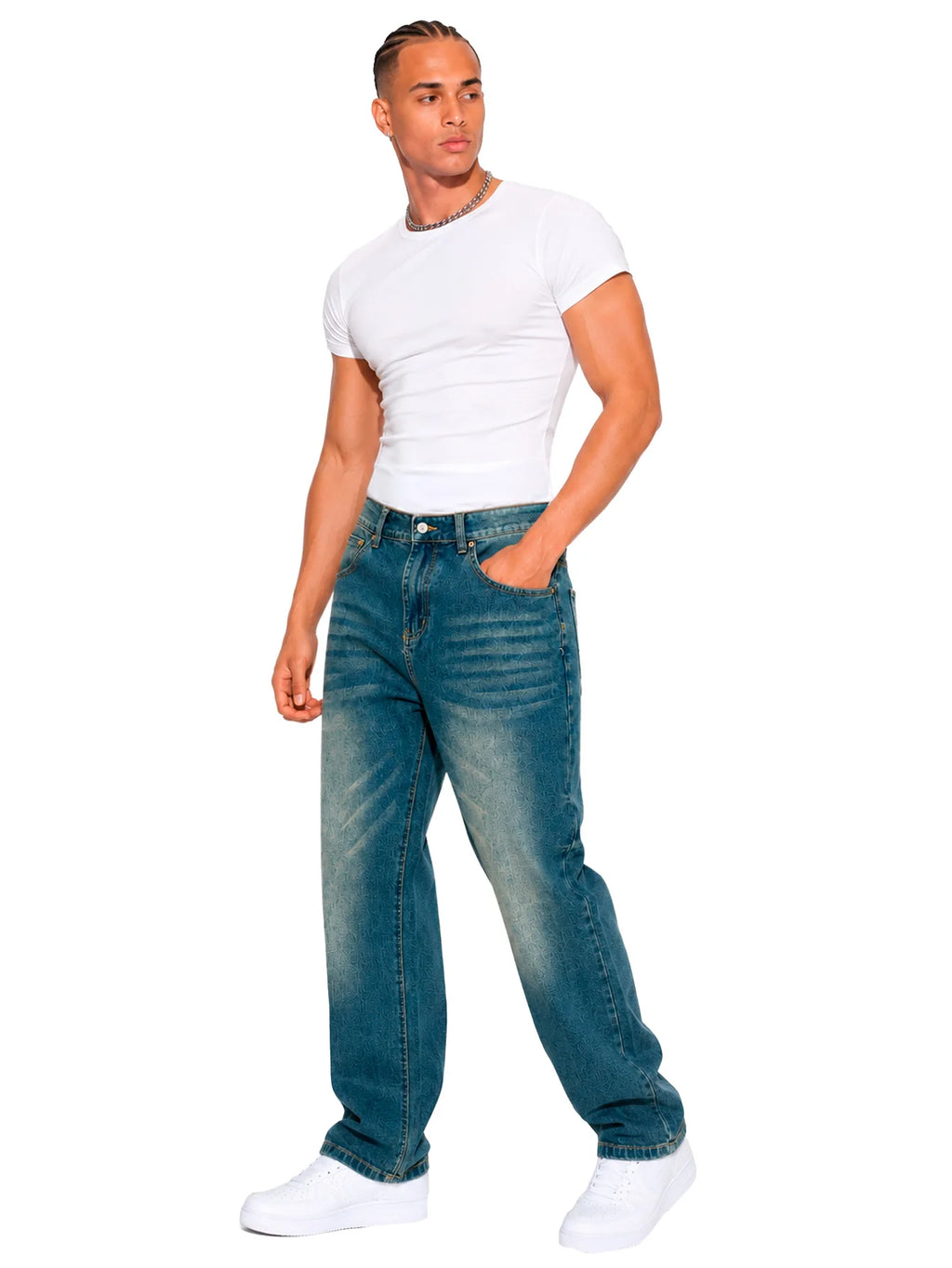 Jeans Caballero Recto Slim Fit Mezclilla Hombre