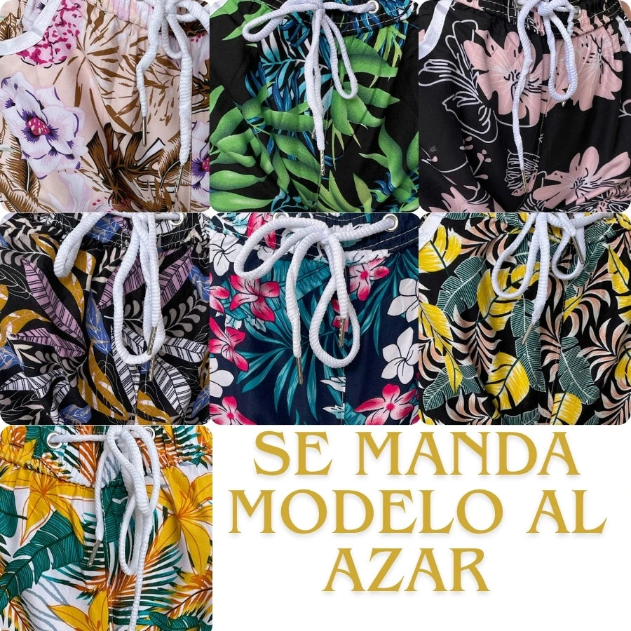 Shorts de Baño/Playa Estampados Florales de Secado Rápido con Jareta Ajustable - Perfectos para Piscina y Mar