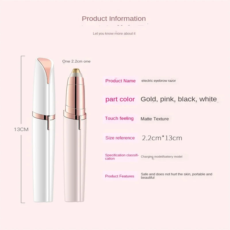 Electric Facial Razor with Stainless Steel for Face Hair Removal Skin Care Eyebrow Trimming-USB Charging