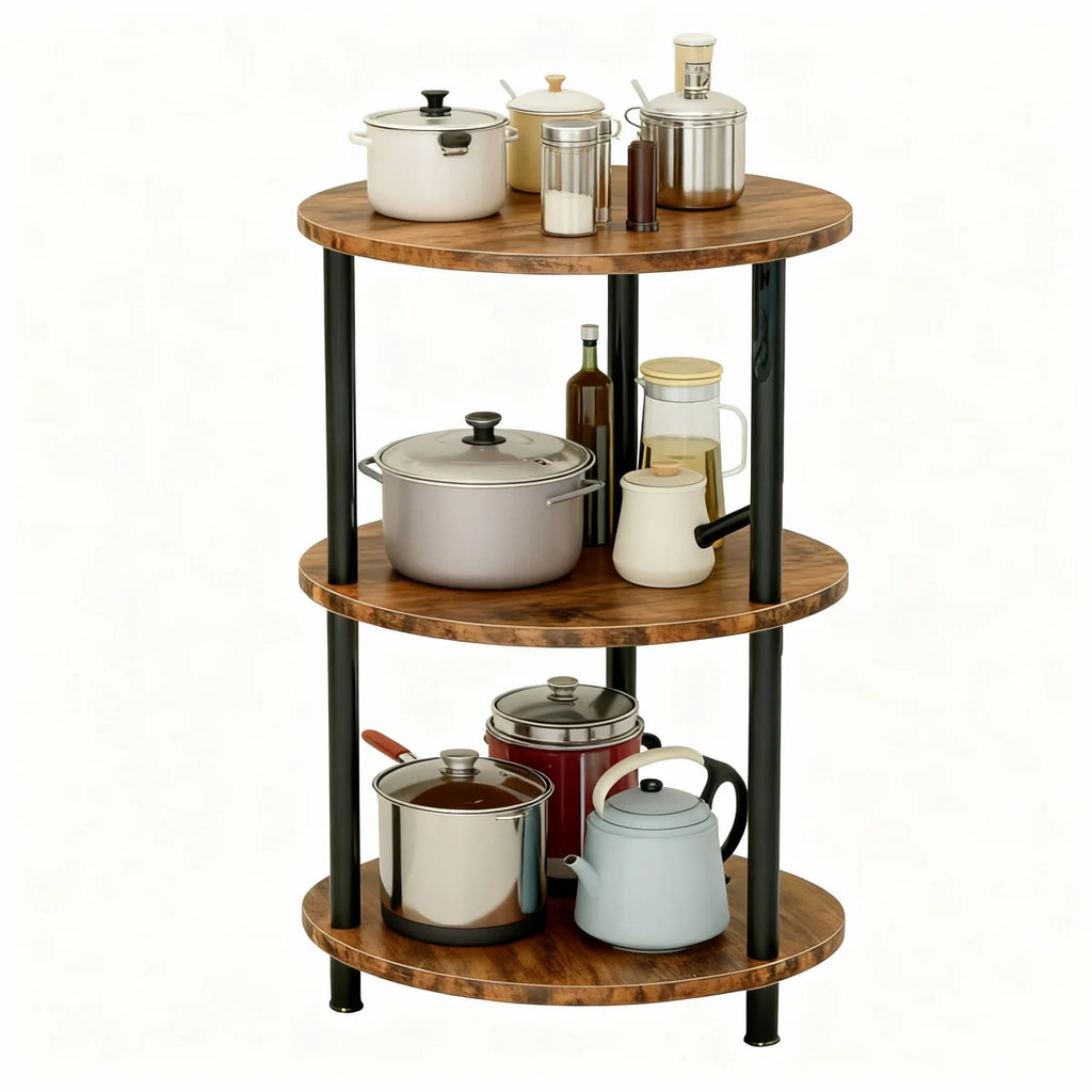 Mesita Auxiliar Redonda Mini, Mesita de Madera de 3 niveles , Ideal como Mesa de Centro, Mesita Lateral de Sofá y Mesita de Noche, 33.5X33.5cm