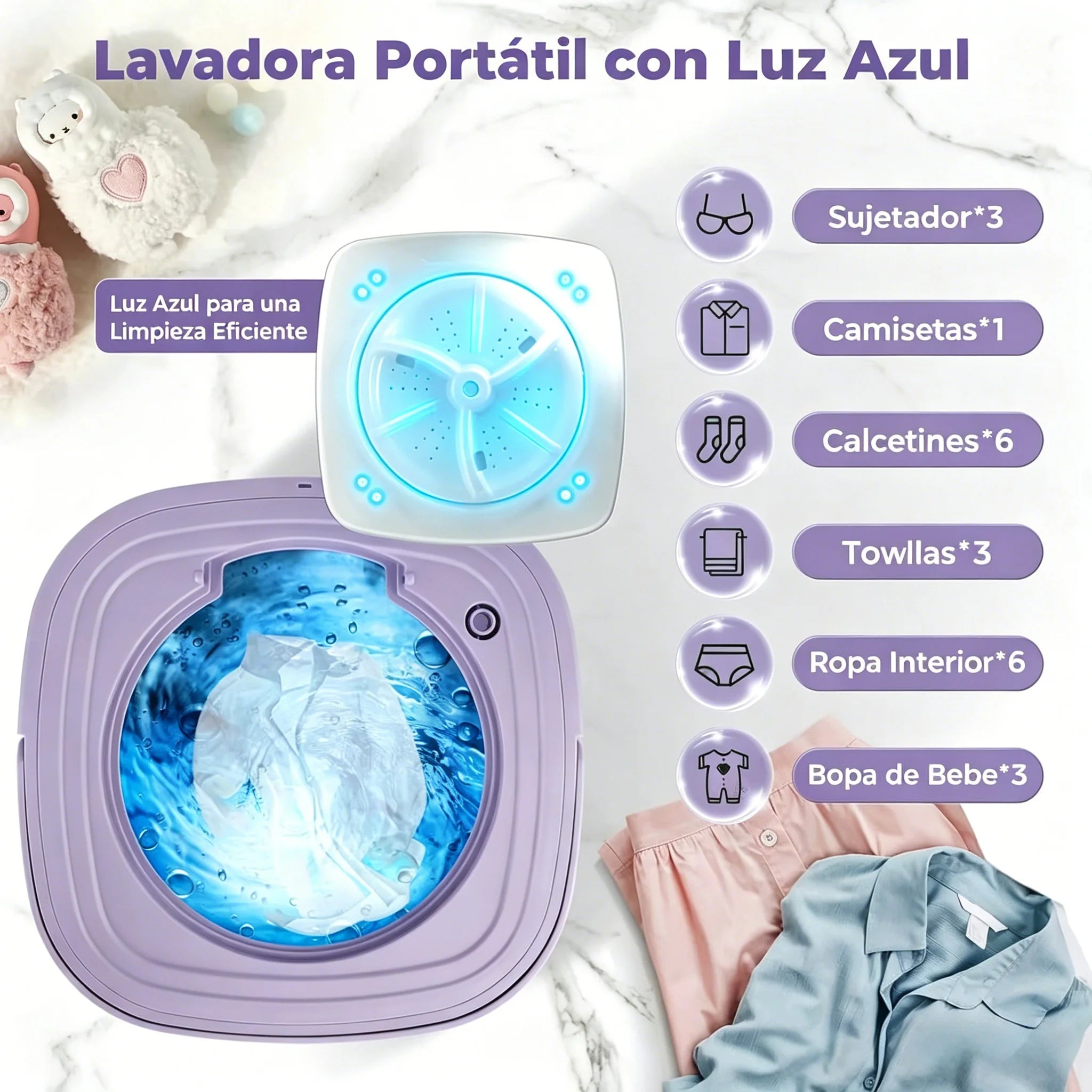 Lavadora Portátil Plegable de 7L con Función de Secado y Cesta de Drenaje, 3 Modos de Lavado Vibratorio, Diseño Compacto, Limpieza Profunda para Ropa de Bebé y Interior, Ideal para RV, Camping y Viajes