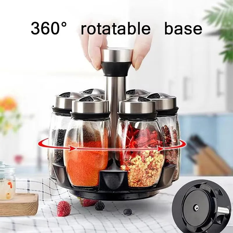 Estantería giratoria de vidrio para almacenamiento en cocina, a granel: estantería giratoria para condimentos que ahorra espacio