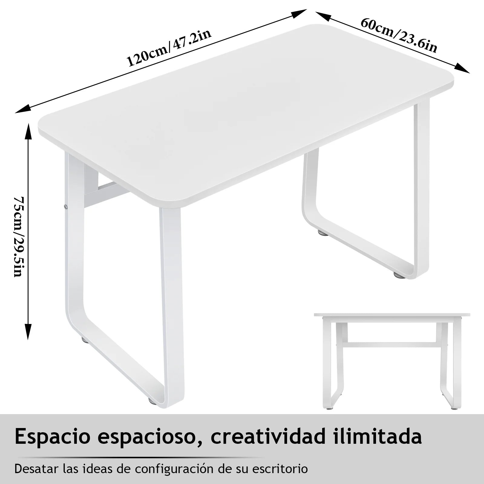 Escritorio de Computadora Moderno, Mesa de Escritorio Estilo Minimalista con Estructura Robusta para Hogar y Oficina, 100/120*60cm