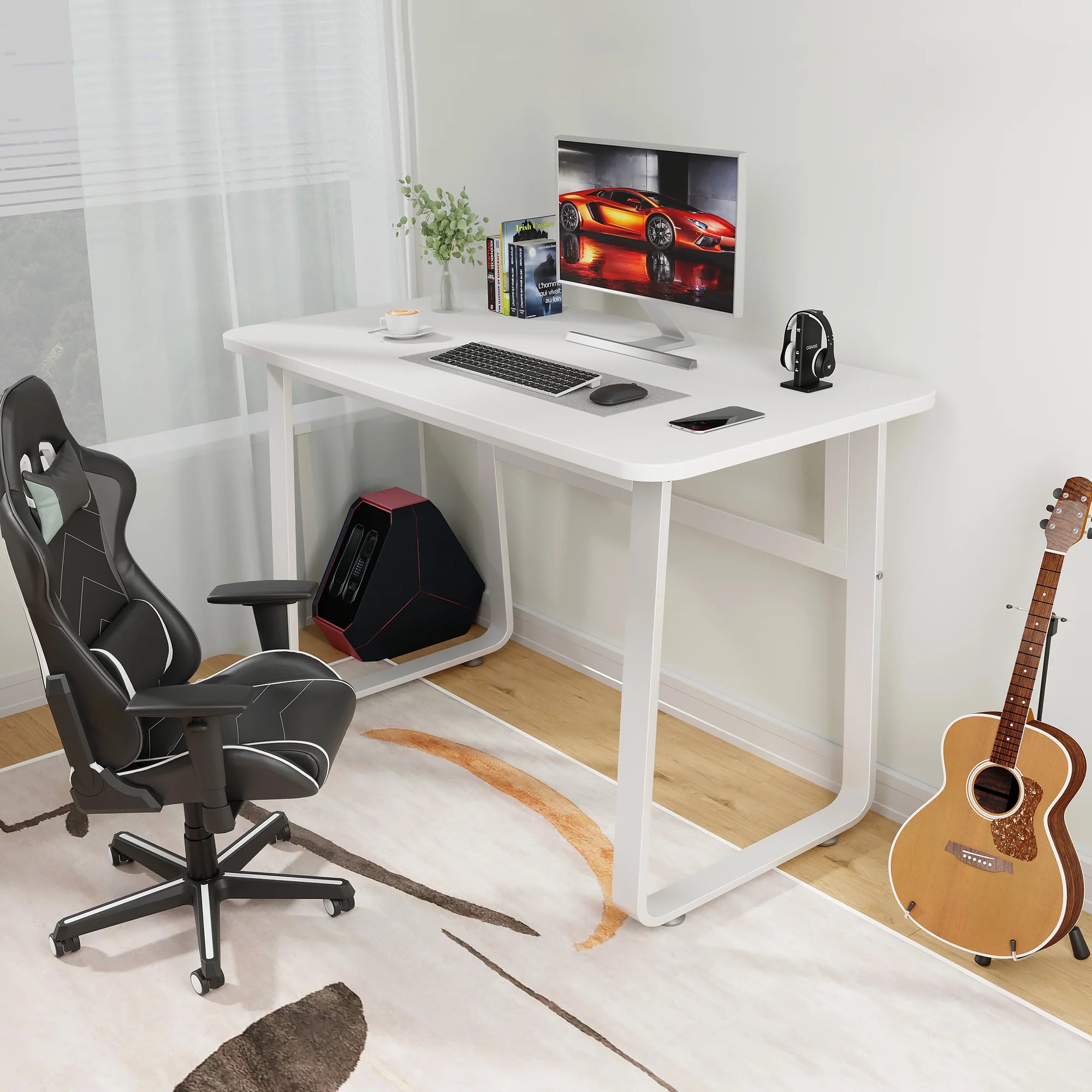Escritorio de Computadora Moderno, Mesa de Escritorio Estilo Minimalista con Estructura Robusta para Hogar y Oficina, 100/120*60cm