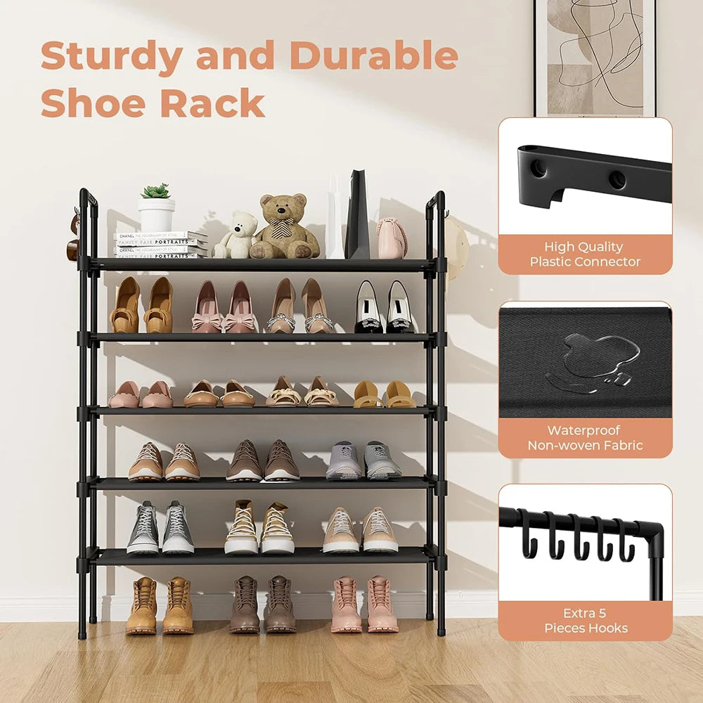 Estante Zapatero de Acero Inoxidable Reforzado con 5 Niveles de Almacenamiento, Gran Capacidad para 15–20 Pares de Zapatos, Armado Sencillo, Ideal Casa, Oficina y Vestidor