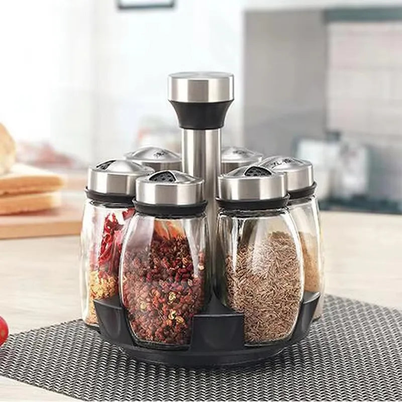 Estantería giratoria de vidrio para almacenamiento en cocina, a granel: estantería giratoria para condimentos que ahorra espacio