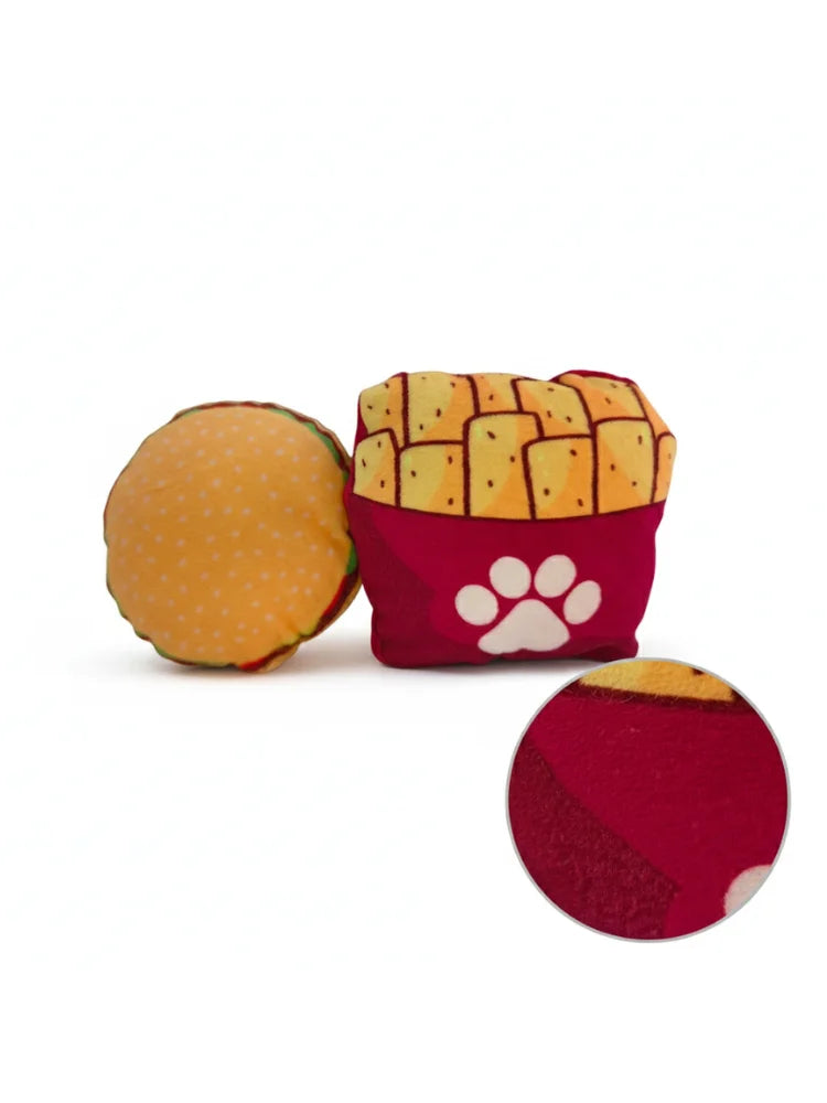 Juguete de peluche para mascota, Pack de papas fritas con hamburguesa, suministros para mascota,para perros y gatos, pequeños o grandes, juguetes de lana ,