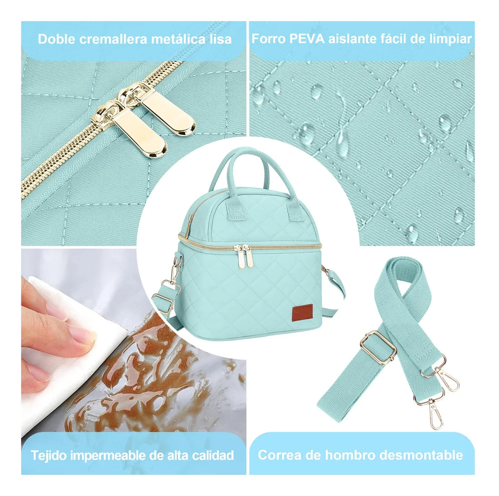 Lonchera Térmica Para Trabajo Escolares Portátil Fiambrera Azul