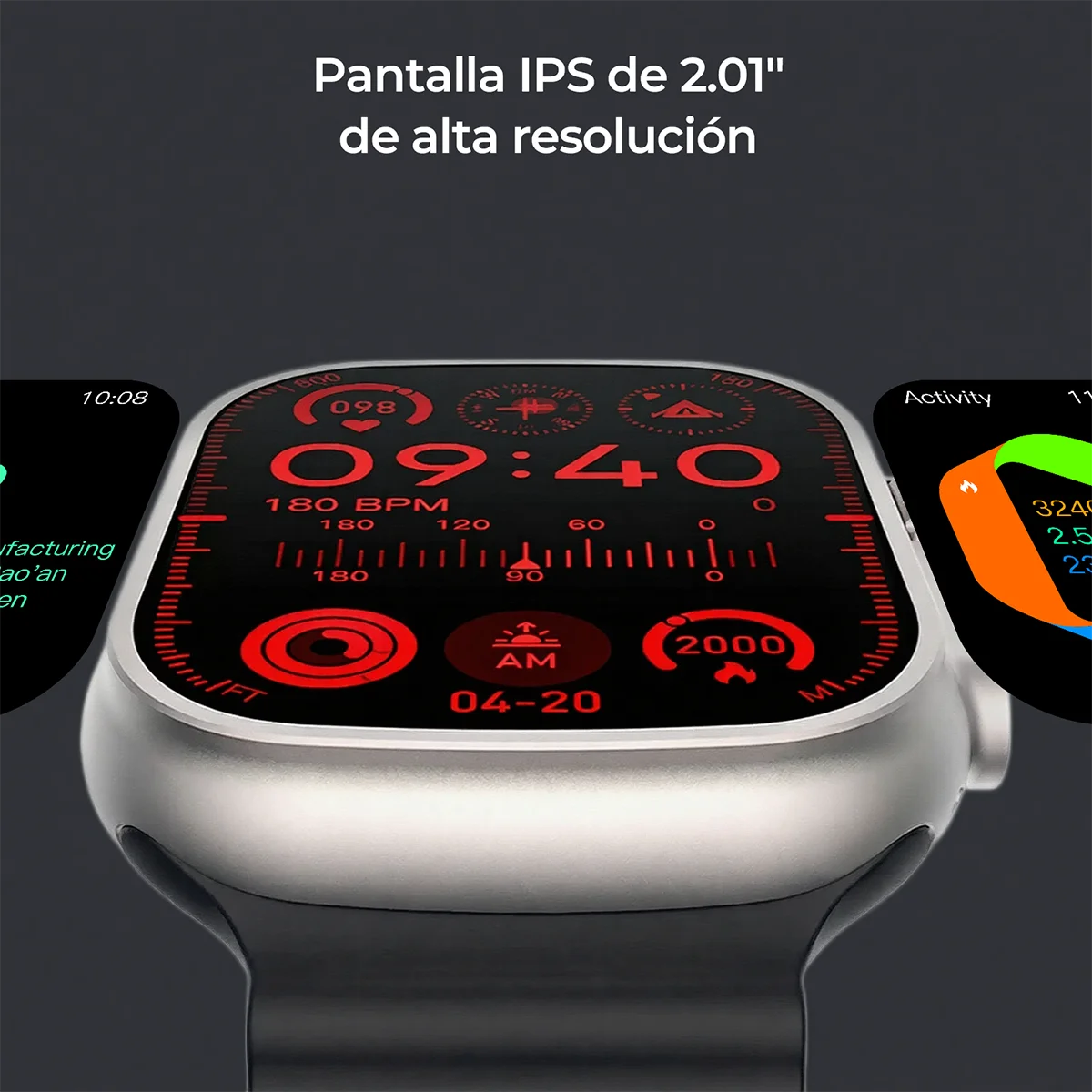 Reloj Inteligente para Hombres y Mujeres, Smartwatch Reloj Fitness con Pantalla Táctil Completa de 2.01" , Smartwatch Silicon Correa