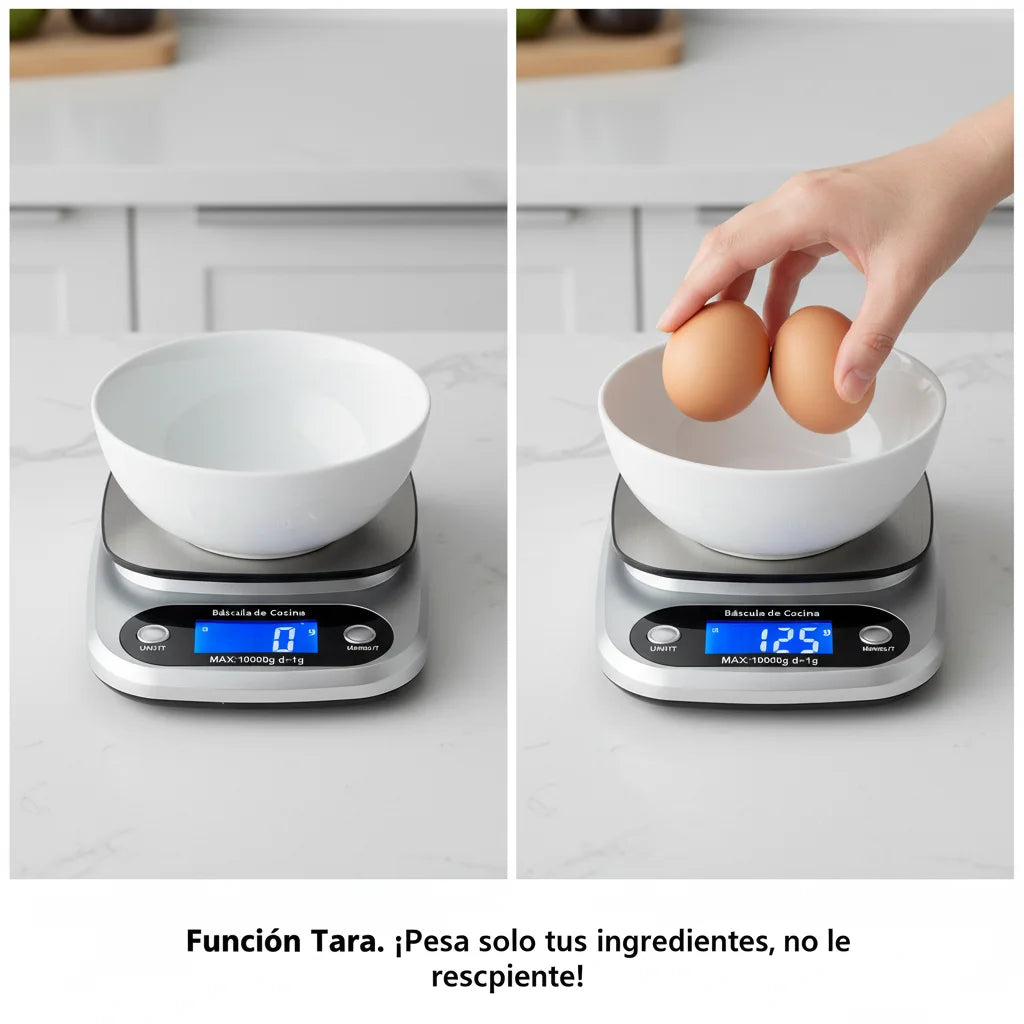 Bascula Digital Gramera de Cocina 10kg/1g Pesa de Acero Inoxidable Balanza Electronica para Alimentos Reposteria y Cafe Herramientas de Medicion con Pantalla LCD Alta Precision 10kg 1g Incluye Baterias AAA Plata