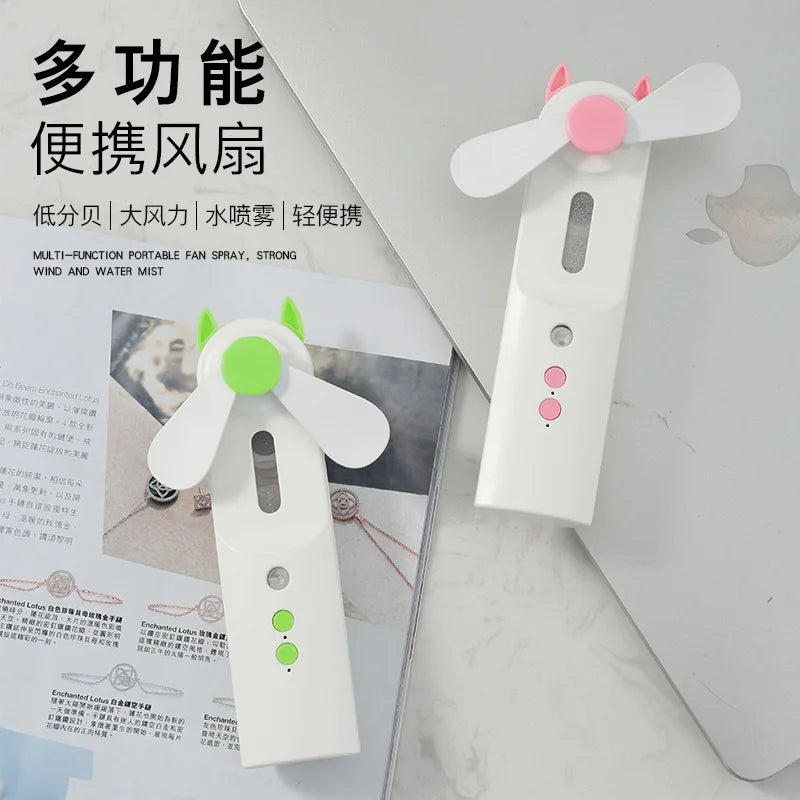 Ventilador de nebulización portátil de mano, miniventilador recargable con PULVERIZADOR DE AGUA para hidratación facial, 30ml