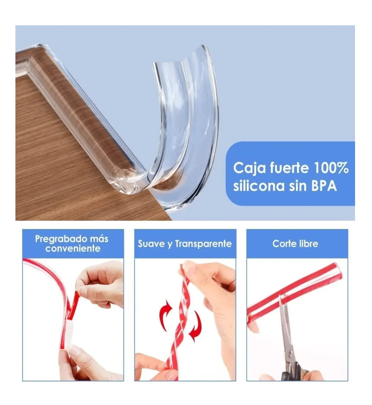 Kit Protector De 12 Pzs Esquinas Bebe Seguridad Lab.G Banda 6m Roja