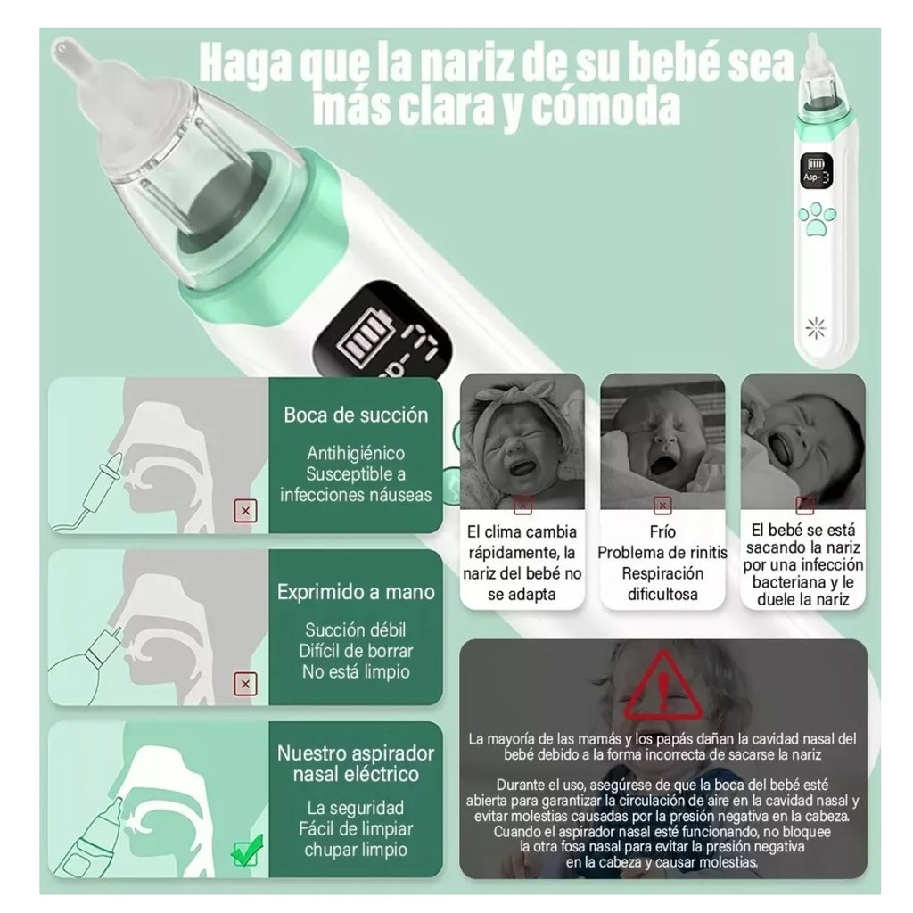 Aspirador Nasal Lab.G  Bebe Electrico Limpiador Blanco/Verde