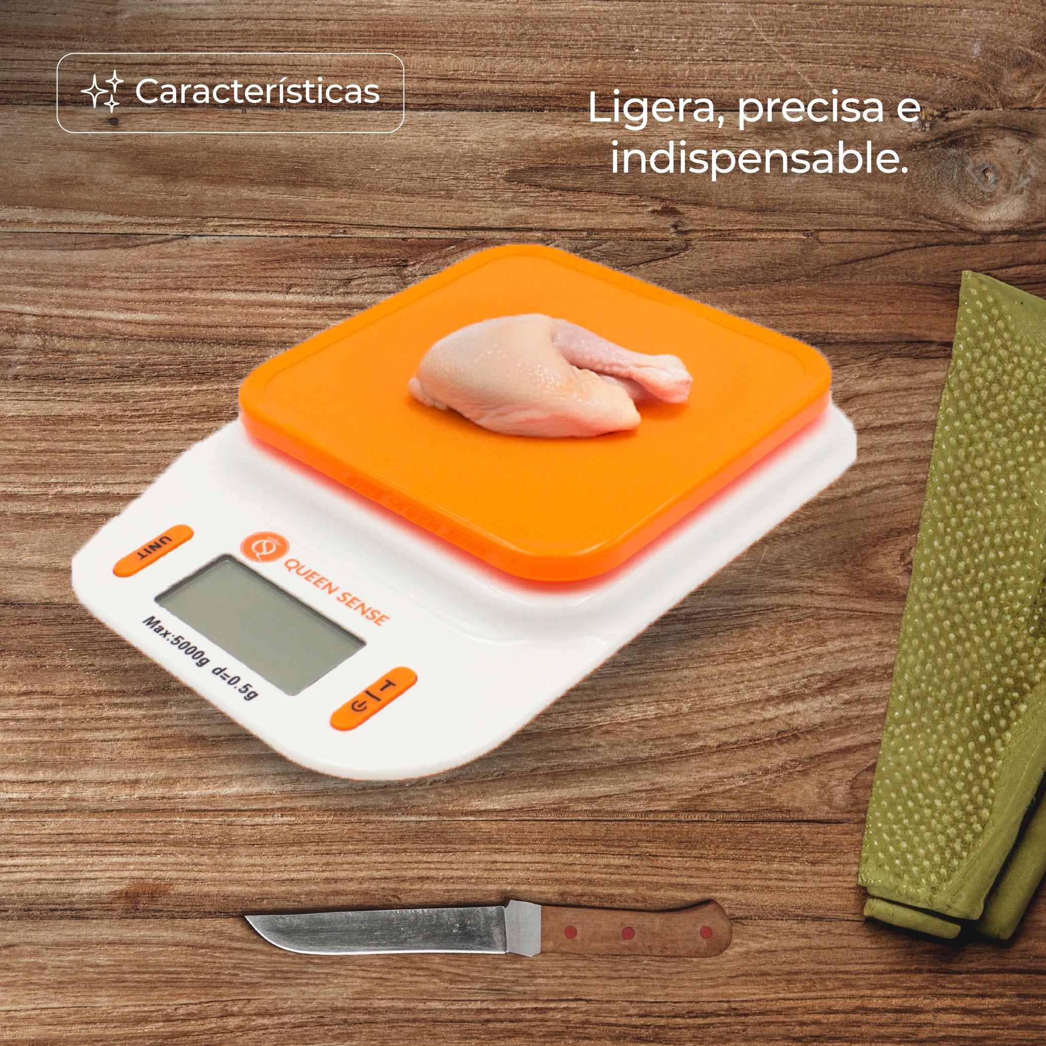 Bascula para cocina, Báscula Gramera Digital Cuadrada 0.5gr a 5kg,