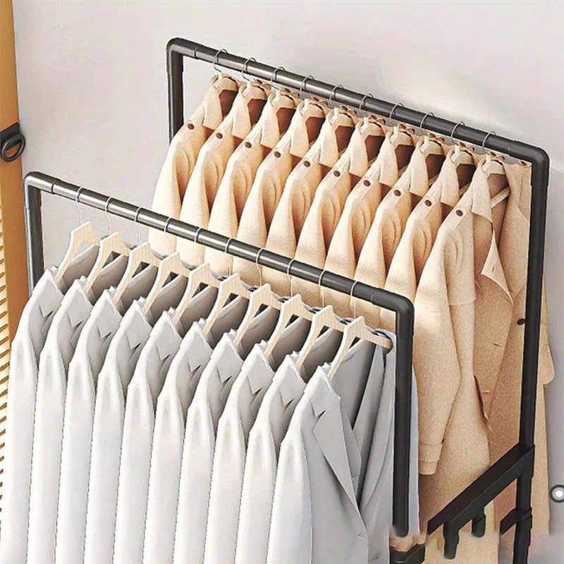 Rack Perchero Acero Closet Organizador Doble Movil Llantas