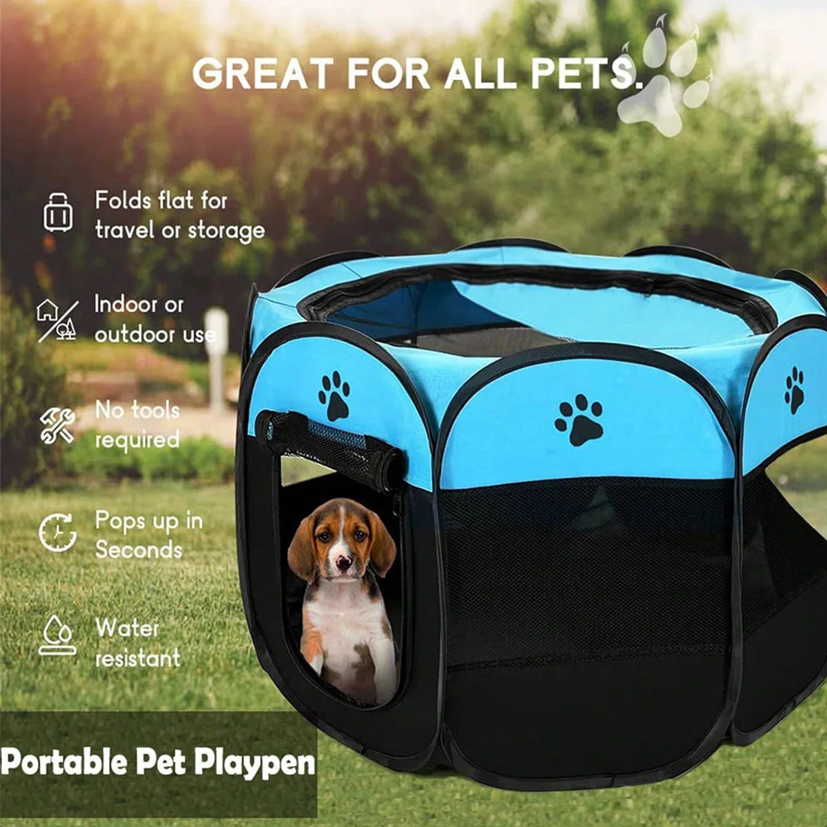 Plegable Duradero Y Portátil Lona De Oxford Valla De La Sala De Partos Para Mascotas Nido De Gato De Jaula De Perro Octogonal