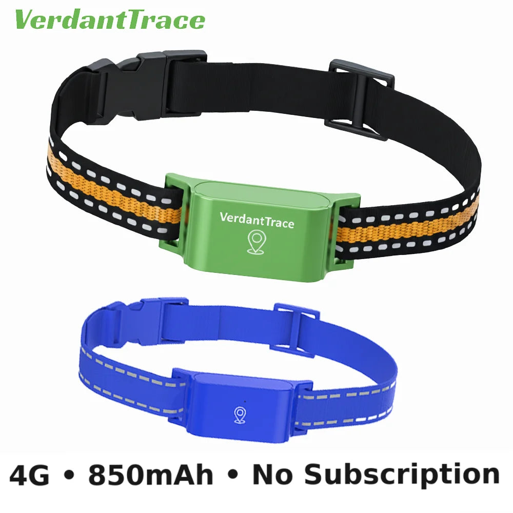 Rastreador de Mascotas VerdantTrace para Teléfonos Android e iOS, GPS 4G, Collar con Rastreador para Gatos y Perros, Rastreo en Tiempo Real, Localizador Antipérdida, Sin Suscripción