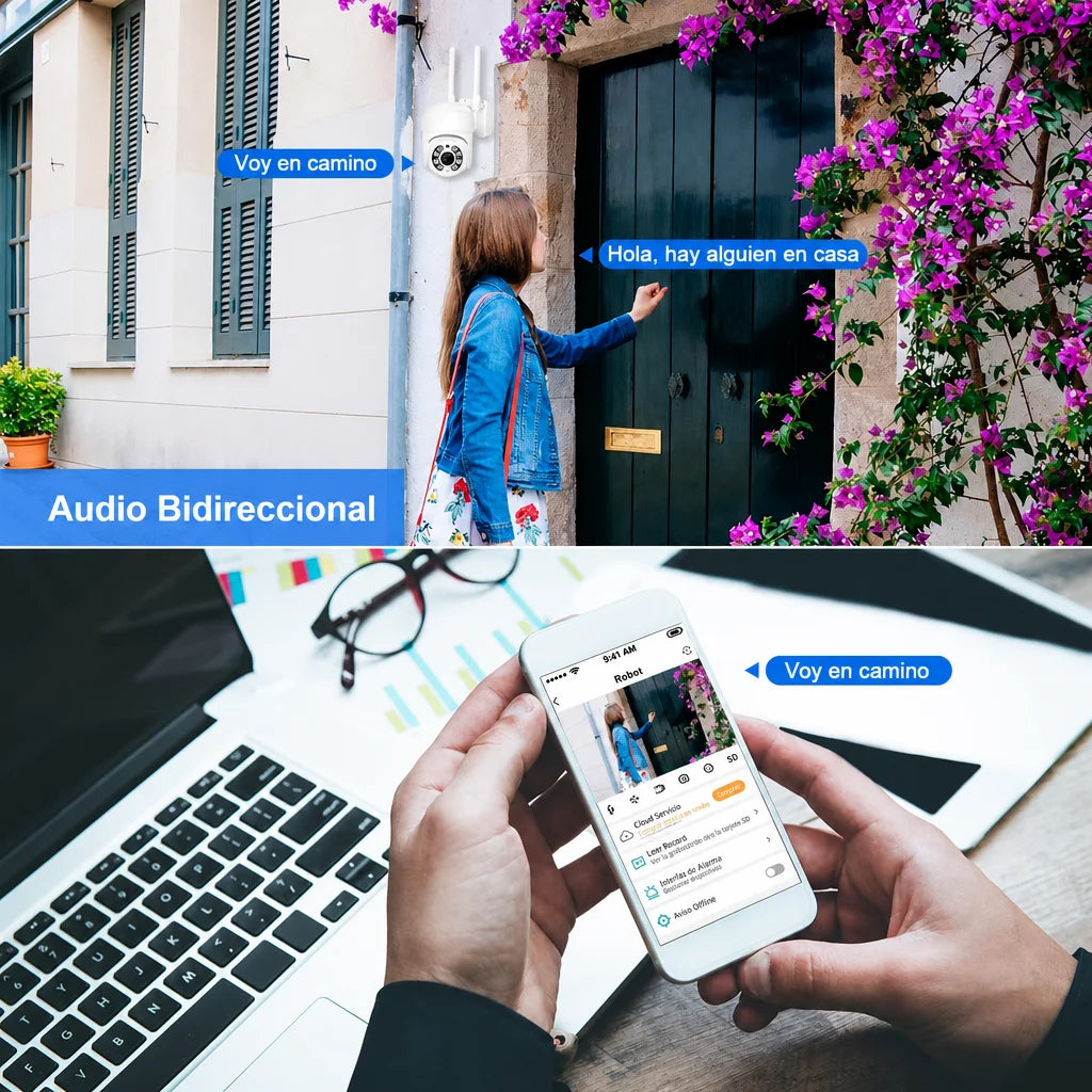 Security Indoor , 2MP, 2K, Cámara de Seguridad Interior, Cámara IP Domo 360°, Visión Nocturna, Monitor para Bebé y Mascotas, Wi‑Fi, Control por App, Compatible con Alexa, Google Assistant