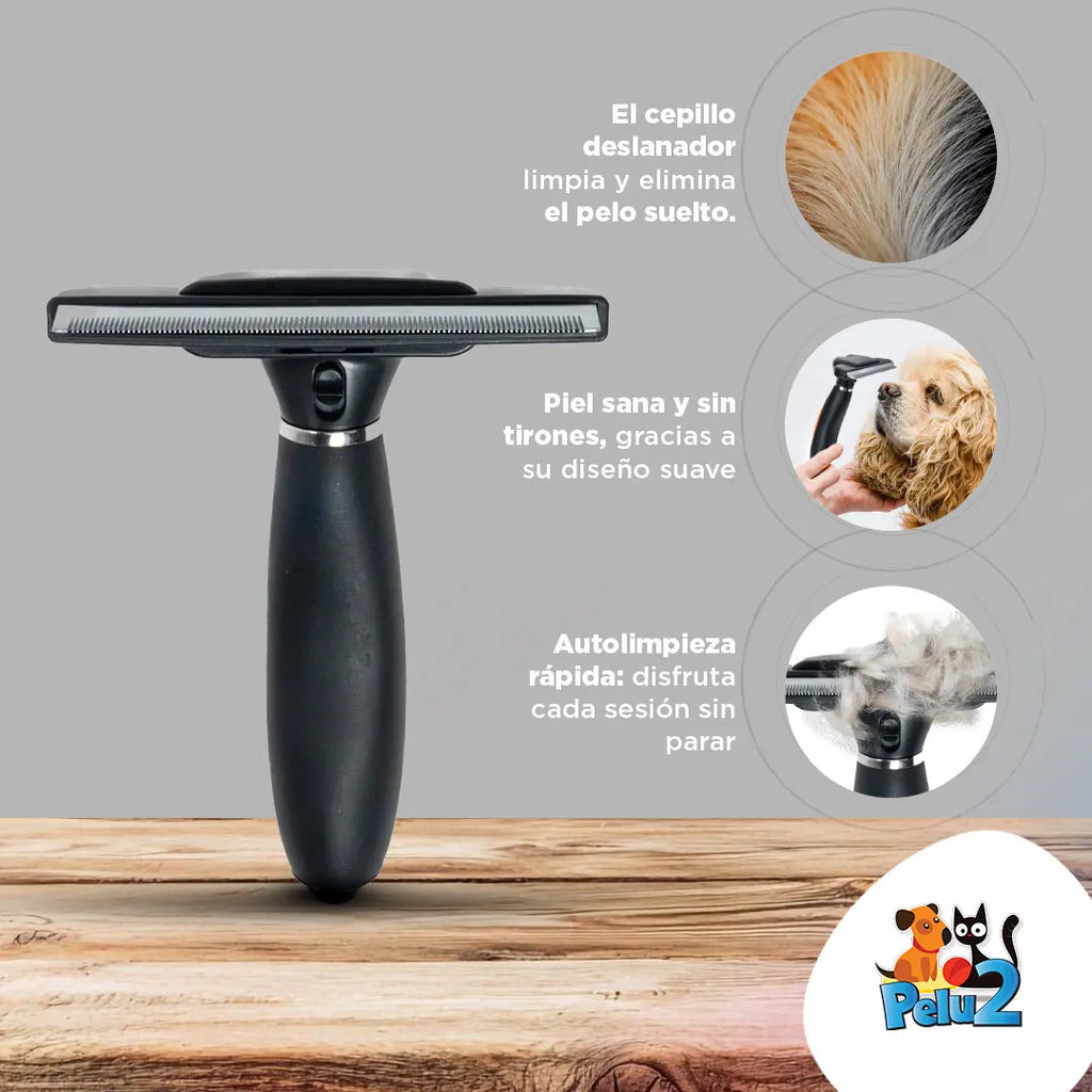 Cepillo Deslanador Autolimpiante Para Perro Pelo Largo Pelu2
