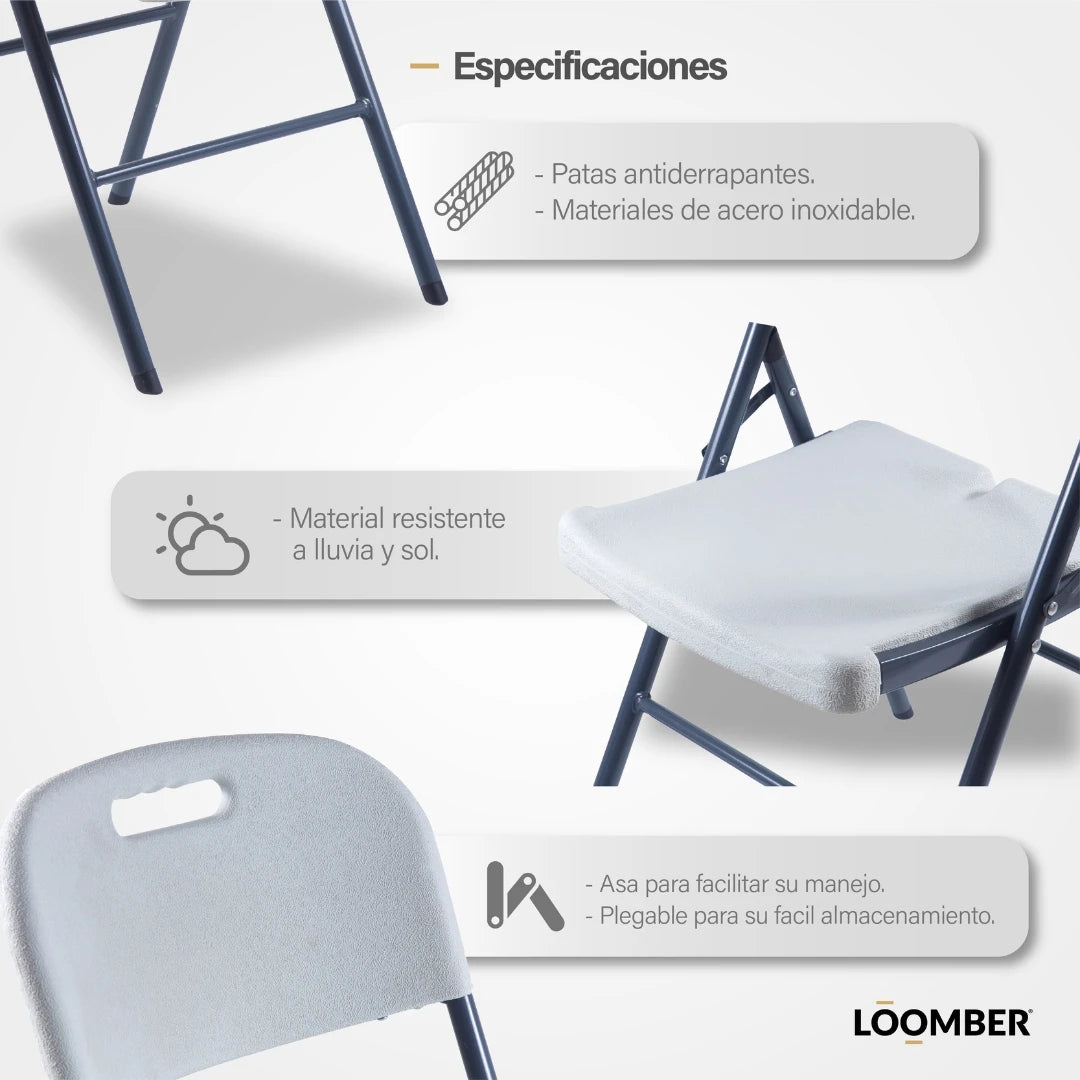 Combo 12 Sillas Plegables Blancas | Resistentes y Compactas | Ideal para Eventos, reuniones, negocios y el hogar