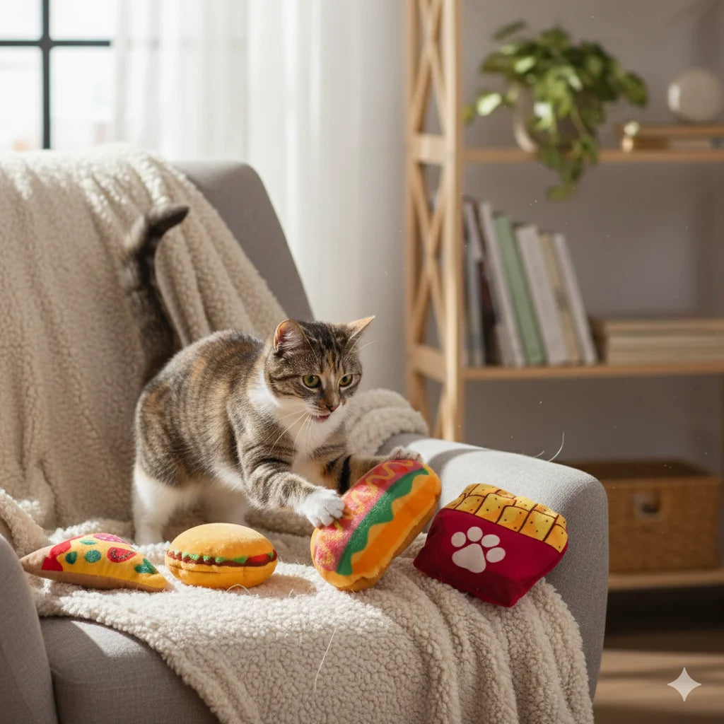 Juguete de peluche para mascota, Pack de papas fritas con hamburguesa, suministros para mascota,para perros y gatos, pequeños o grandes, juguetes de lana ,