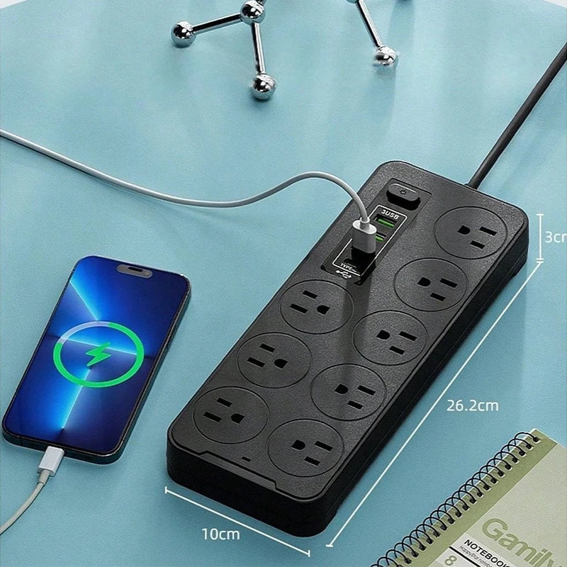 Multifunción con placa de alimentación USB (con interruptor de cable) placa de enchufe de alimentación para hogar y oficina multi-enchufe
