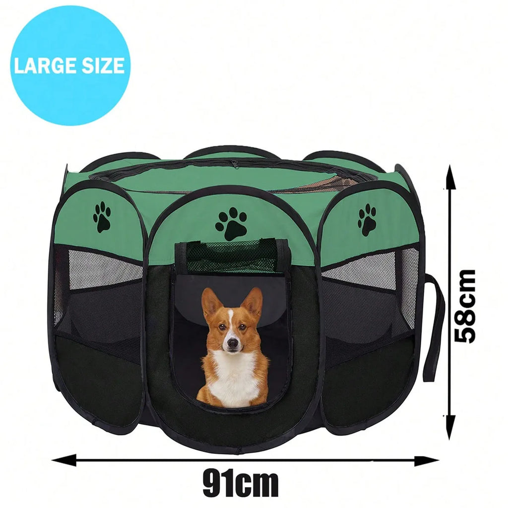 Plegable Duradero Y Portátil Lona De Oxford Valla De La Sala De Partos Para Mascotas Nido De Gato De Jaula De Perro Octogonal