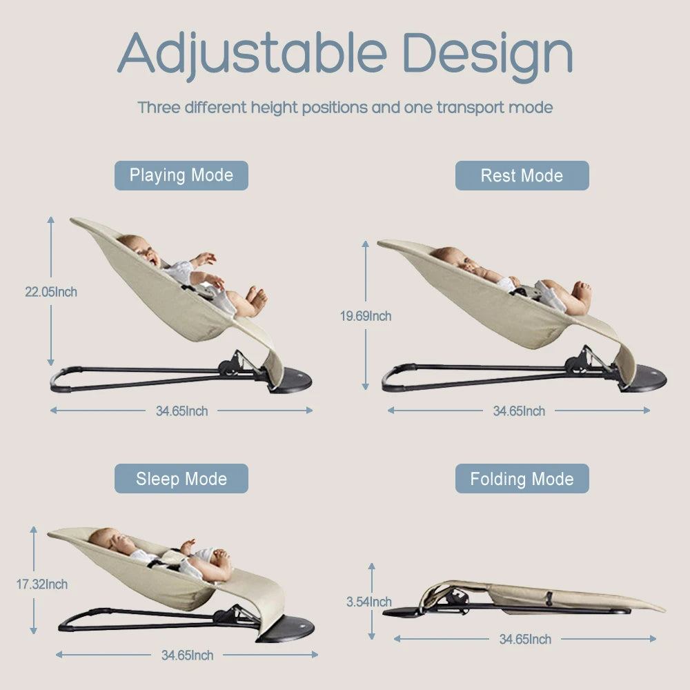 AnGku-silla mecedora para bebé con 3 ajustes de altura, silla portátil para recién nacido, columpio plegable, juguetes para bebé de 0 a 12 meses