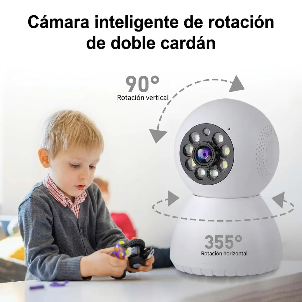 Security Indoor , 2MP, 2K, Cámara de Seguridad Interior, Cámara IP Domo 360°, Visión Nocturna, Monitor para Bebé y Mascotas, Wi‑Fi, Control por App, Compatible con Alexa, Google Assistant