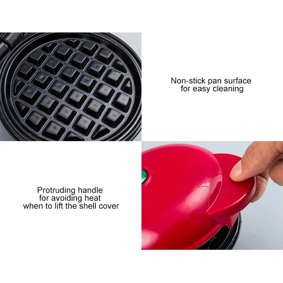 Mini Wafleras Maker, Antiadherente de Doble Cara, Forma de corazón para Hacer panini, Hash Browns y Otros almuerzos