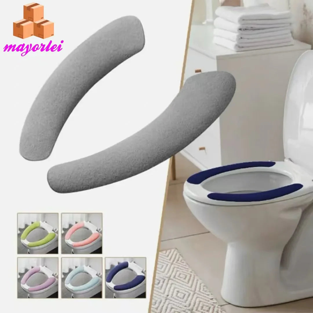 5par Pegatina de franela cálida reutilizable para asiento de inodoro, fundas lavables, alfombrilla de baño, cubierta de asiento Universal, 2 unidades por juego