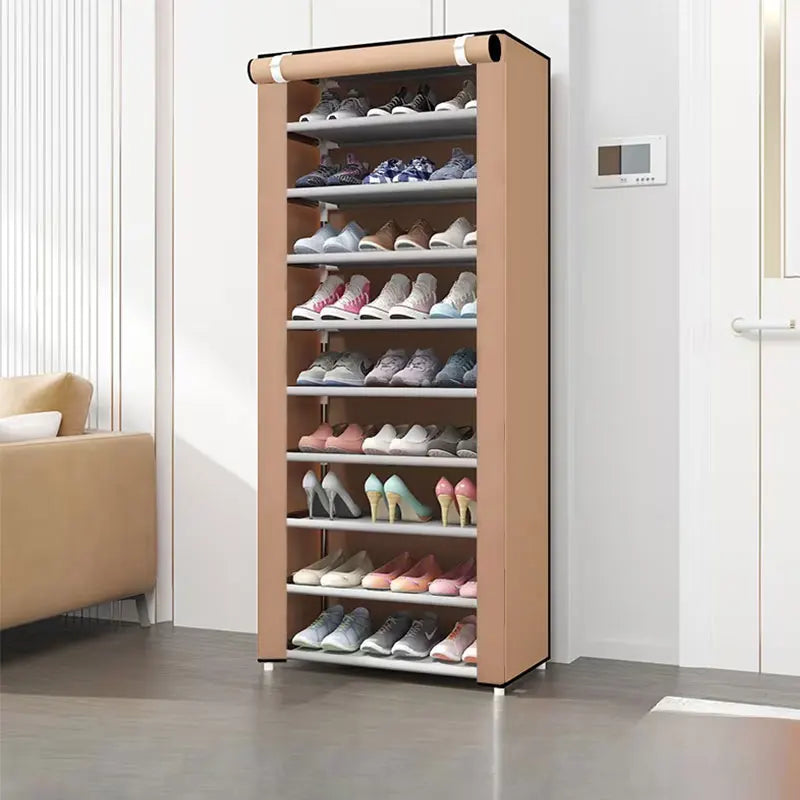Zapatera Organizador 9 Niveles Capacidad 27 Pares Closet Zapato Tela Impermeable Cubierta Enrollable Color Negro