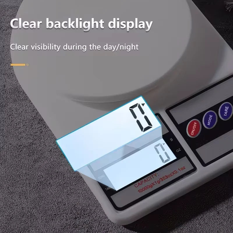 Báscula de Cocina Digital con Alta Precisión y Función Tara, Diseño Blanco Elegante con Pantalla LCD, Ideal para Hornear, Cocinar y Pesar Joyas, Pilas AAA no incluidas