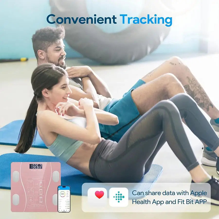 Báscula de Peso Digital LED Inalámbrica Inteligente, Bluetooth Analizador de Grasa y Composición Corporal, Báscula de Salud Personal Hogar
