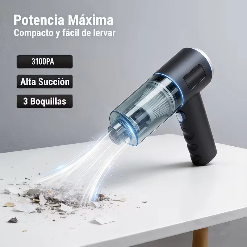 Aspiradora inalámbrica portátil para automóviles, ligera y fácil de transportar, con boquilla angular ideal para limpiar hogares y vehículos, compatible con carga USB y equipada con batería de polímero de litio.