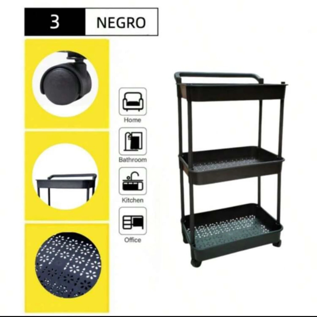 Carrito Organizador Estante Almacenaje 3 Niveles Con Ruedas 0808-1