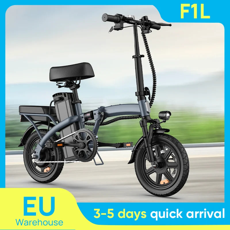 Urlife E-Bike 14 pulgadas plegable 500W 48V 7.5Ah extraíble y carga rápida 40 millas suspensión delantera hidráulica frenos de disco duales Naviga