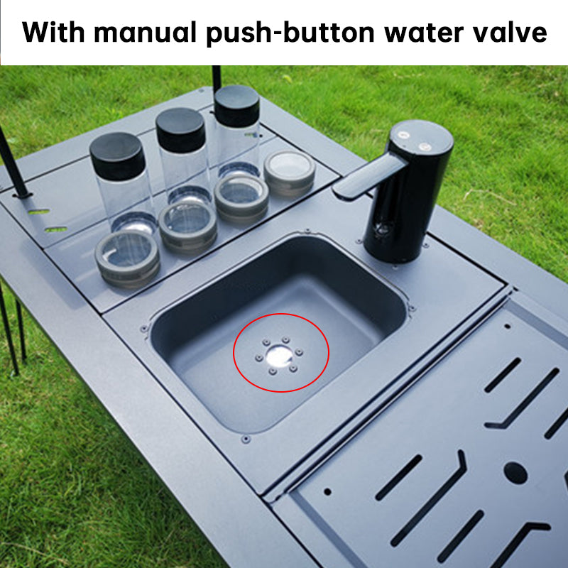 Mesa IGT para acampar al aire libre, fregadero de acero inoxidable con bandeja y dispensador de agua/Tabla de cortar, accesorios portátiles para mesa IGT