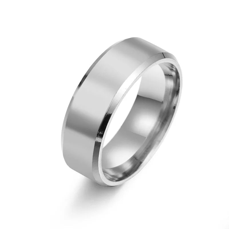 Anillo de joyería con dijes de moda para hombres y mujeres, anillos negros de acero inoxidable, banda de compromiso de boda, espejo de calidad, joyería masculina personalizada