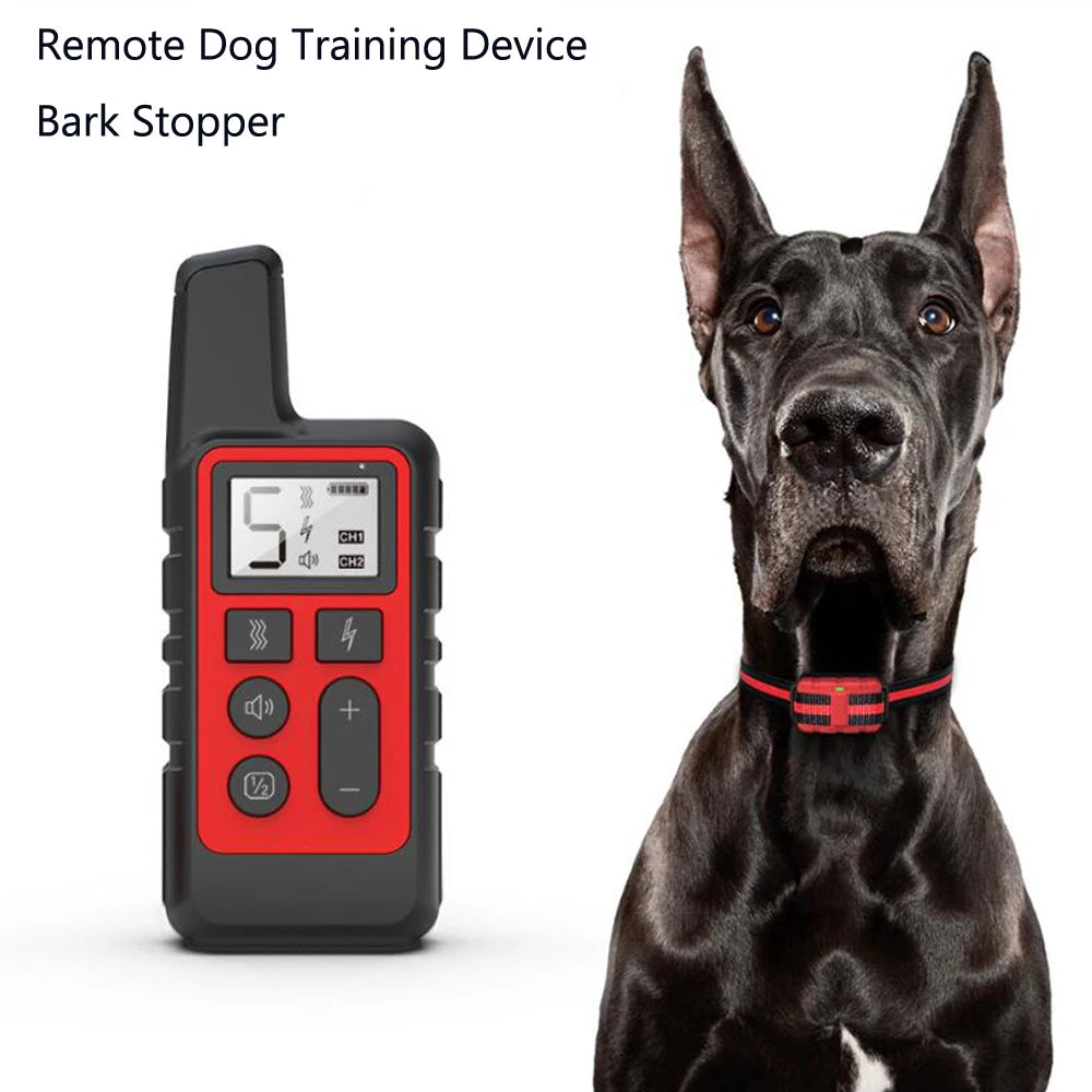Collar de entrenamiento para perros, tapón de ladridos eléctrico portátil con Control remoto, dispositivo de Entrenamiento de mascotas impermeable con pitido de descarga, 1 ud.