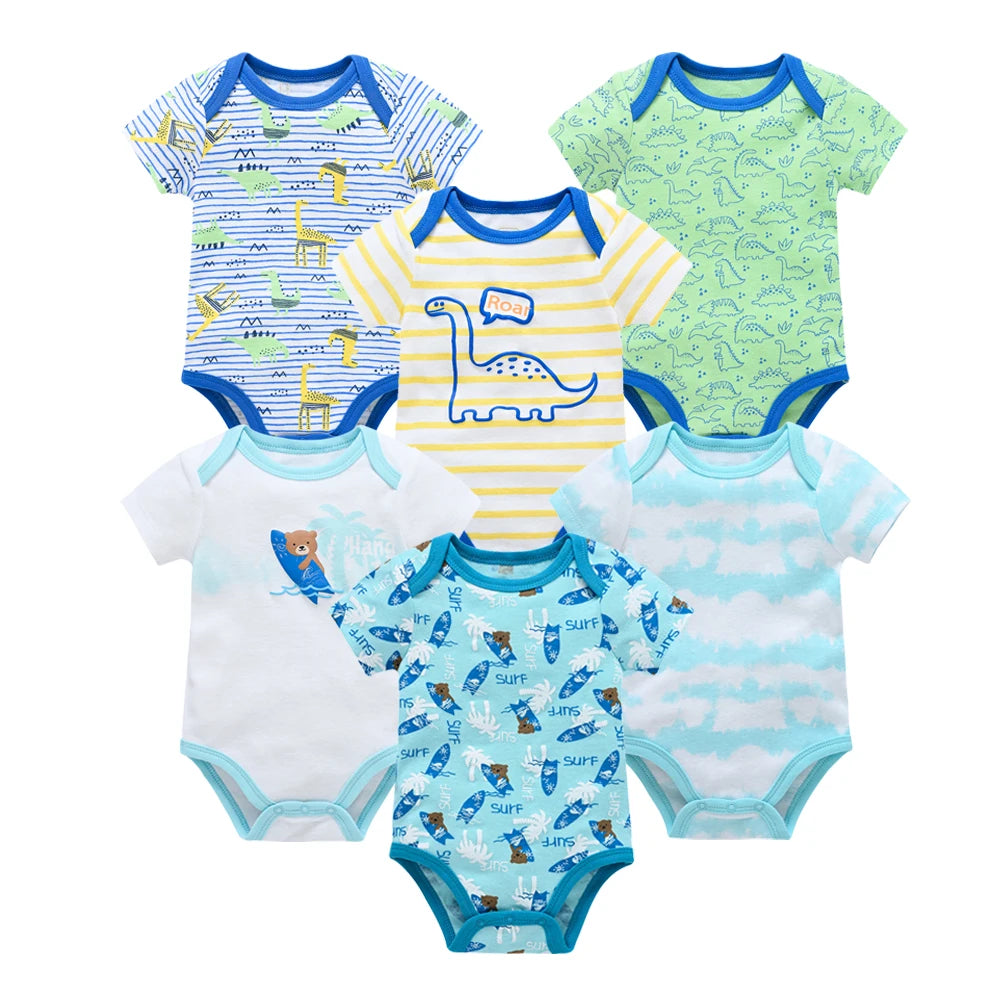 Kavkas, monos para niñas, 6/3 unidades/lote, ropa de algodón de verano para bebés, ropa de manga corta para recién nacidos, ropa para bebés de 0 a 3 meses