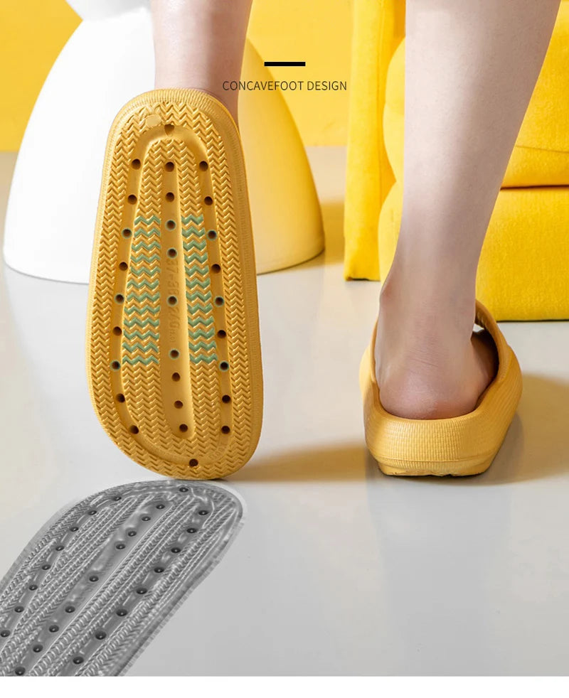 Zapatillas de nube con plataforma gruesa para mujer, sandalias deslizantes con almohada de suela blanda Eva para interior del hogar, chanclas de playa antideslizantes de verano 2025