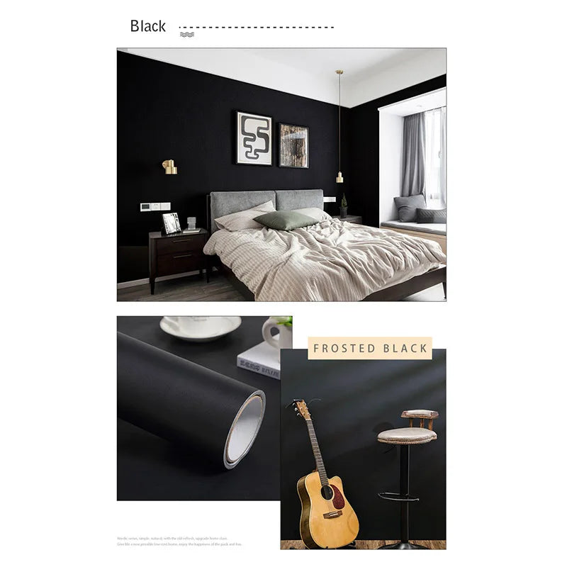 Papel tapiz mate de Color puro de PVC, autoadhesivo para dormitorio, impermeable, pegatina a prueba de humedad, película de renovación para muebles y armarios de escritorio