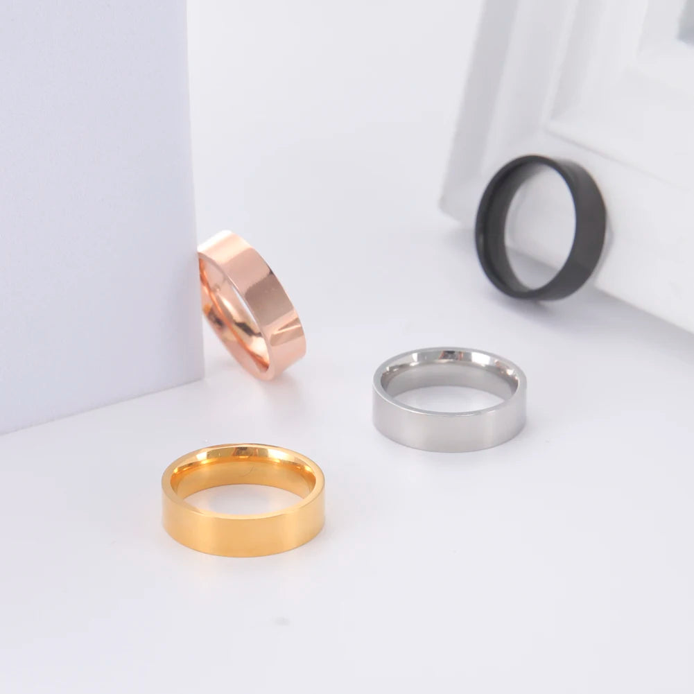 Lemegeton-anillos de acero inoxidable con nombre personalizado Simple para hombre y mujer, 6/8mm, nombre grabado personalizado, texto, anillo negro, regalo de joyería