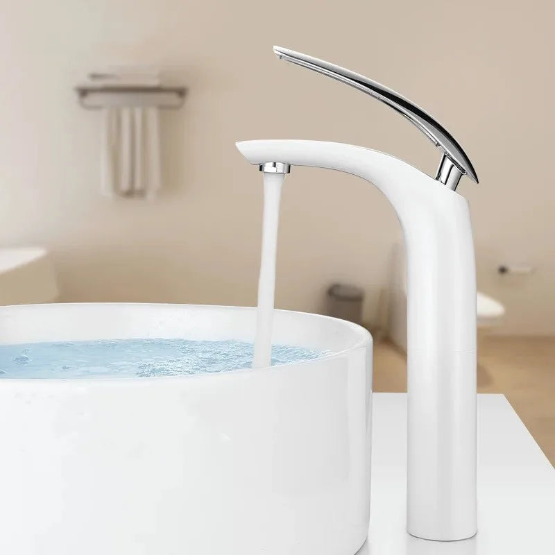 Grifos de Baño de Estilo Moderno, Grifo de Lavabo de Latón Negro/Plateado, Grifo de Lavabo de un Solo Orificio, Grifo Mezclador de Agua Fría y Caliente, Torneira
