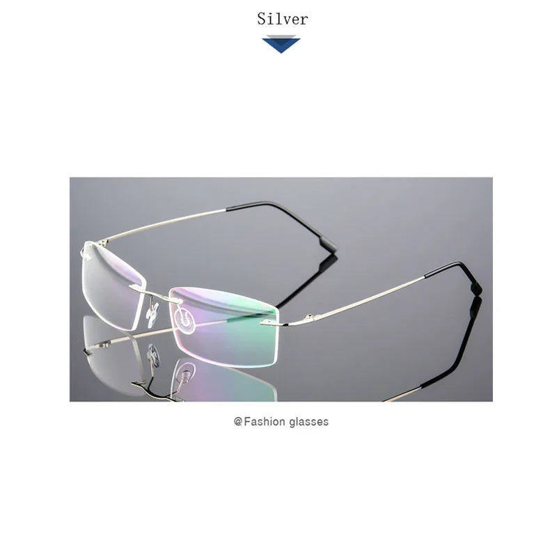 Gafas para miopía sin marco para hombre y mujer, lentes superelásticas con revestimiento verde, montura ultraligera, sin montura, 1,0-1,5-2,0 To-5,5