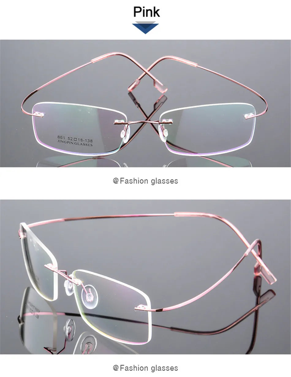 Gafas para miopía sin marco para hombre y mujer, lentes superelásticas con revestimiento verde, montura ultraligera, sin montura, 1,0-1,5-2,0 To-5,5
