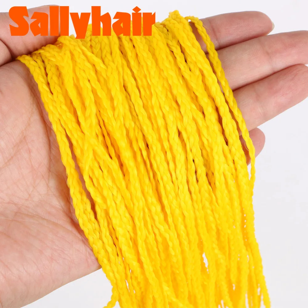 Sallyhair-trenzas sintéticas Zizi Box, trenzas delgadas de ganchillo, cabello Eunice, extensiones de cabello trenzado Zizi de colores, cabello marrón y negro