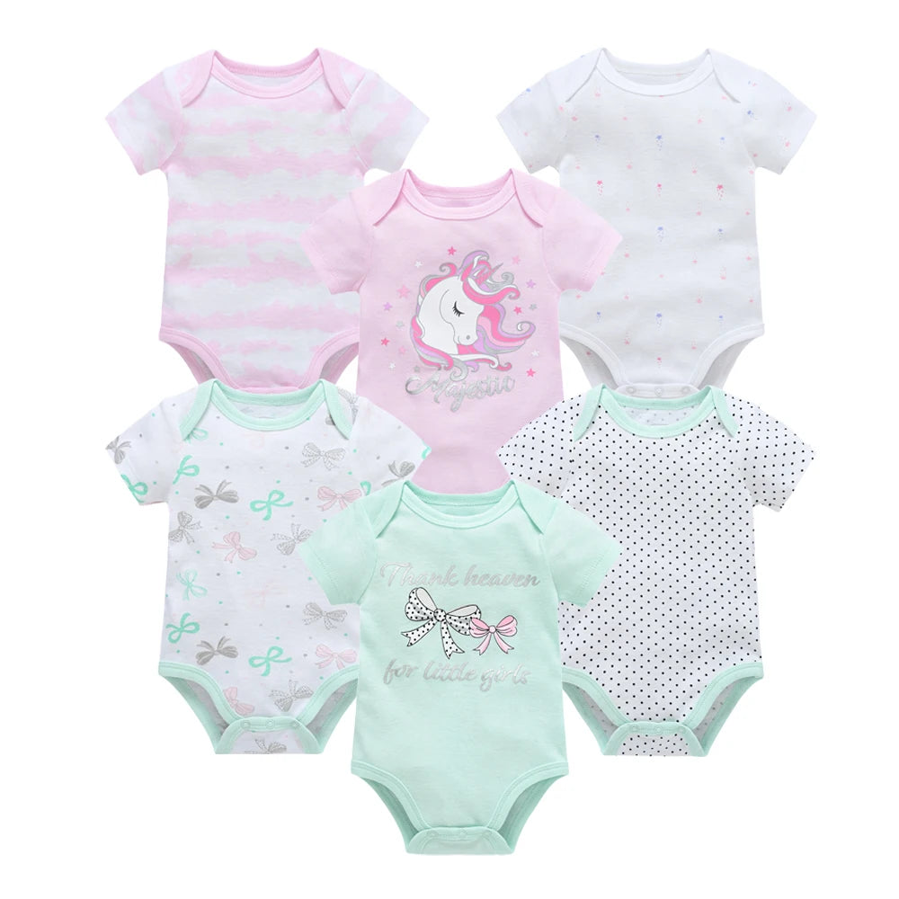 Kavkas, monos para niñas, 6/3 unidades/lote, ropa de algodón de verano para bebés, ropa de manga corta para recién nacidos, ropa para bebés de 0 a 3 meses
